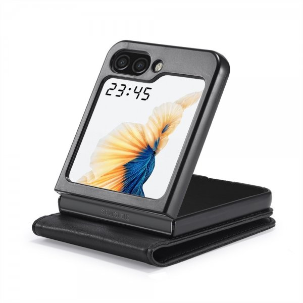 Lc.Imeeke Samsung Galaxy Z Flip 6/Flip 7 FE Etui med Kortlomme Flip Sort
