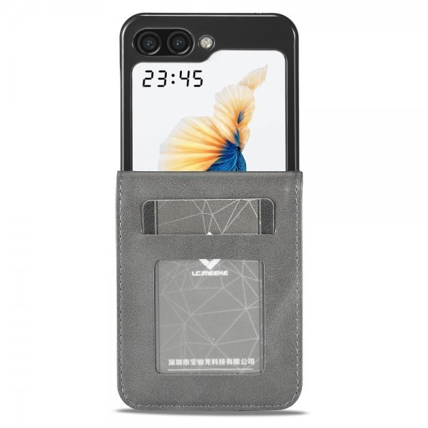 Lc.Imeeke Samsung Galaxy Z Flip 6/Flip 7 FE Cover med Kortlomme og Stativfunktion Grå