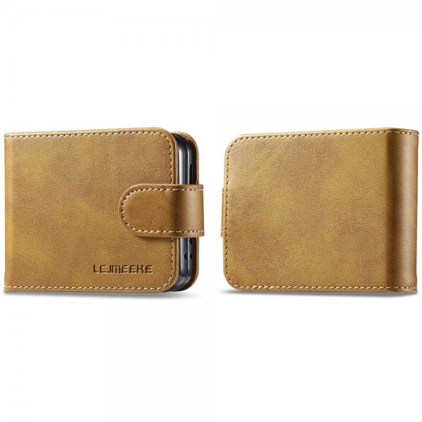 Lc.Imeeke Samsung Galaxy Z Flip 6/Flip 7 FE Etui med kortlomme og standerfunktion Lysebrun