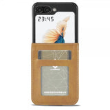 Lc.Imeeke Samsung Galaxy Z Flip 6/Flip 7 FE Etui med kortlomme og standerfunktion Lysebrun