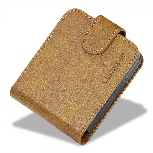 Lc.Imeeke Samsung Galaxy Z Flip 6/Flip 7 FE Etui med kortlomme og standerfunktion Lysebrun