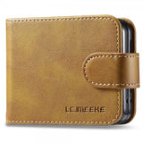 Lc.Imeeke Samsung Galaxy Z Flip 6/Flip 7 FE Etui med kortlomme og standerfunktion Lysebrun