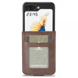 Lc.Imeeke Samsung Galaxy Z Flip 6/Flip 7 FE Cover med Kortplads og Standfunktion Mørkebrun