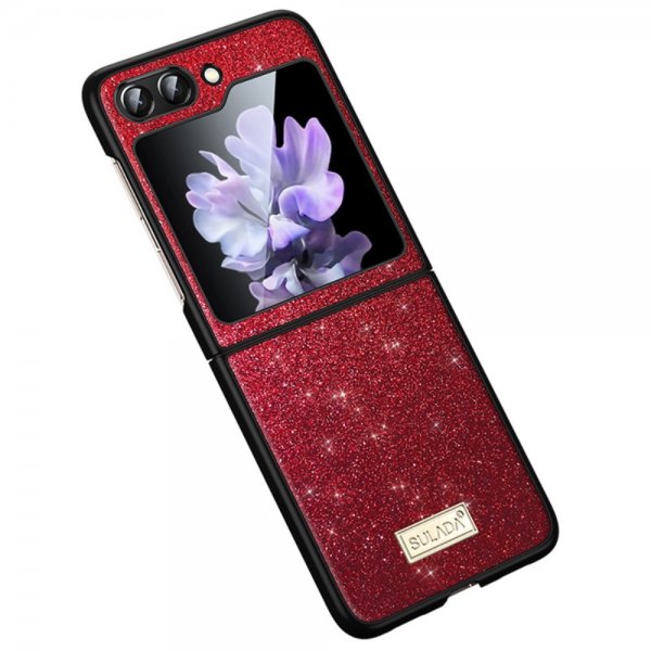 Sulada Samsung Galaxy Z Flip 6/Flip 7 FE Cover Glitter Rød