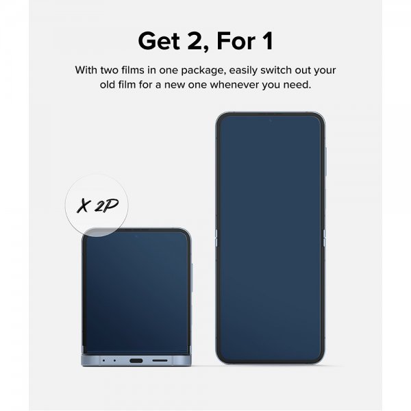 Ringke Samsung Galaxy Z Flip 6/Flip 7 FE Skærmbeskyttelse Dual Easy Film 2-pak
