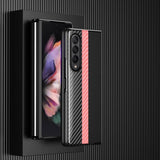 Samsung Galaxy Z Fold 4 Cover Kulfibertekstur Stribet Rosa