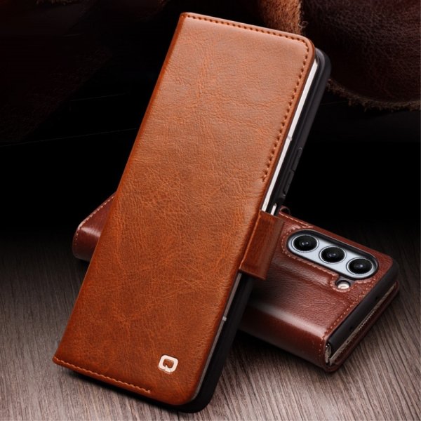 Qialino Samsung Galaxy Z Fold 5 Cover Ægte Læder Brun