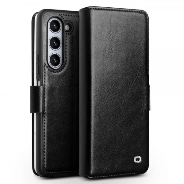 Qialino Samsung Galaxy Z Fold 5 Cover Ægte Læder Sort