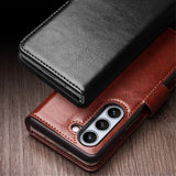 Qialino Samsung Galaxy Z Fold 5 Cover Ægte Læder Sort