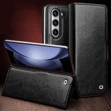 Qialino Samsung Galaxy Z Fold 5 Cover Ægte Læder Sort