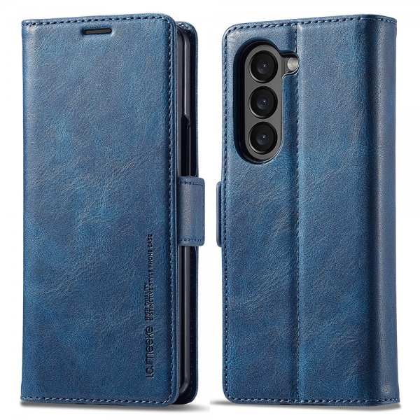 Lc.Imeeke Samsung Galaxy Z Fold 5 Cover med Kortlomme Flip Blå