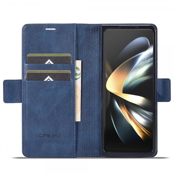 Lc.Imeeke Samsung Galaxy Z Fold 5 Cover med Kortlomme Flip Blå