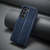 Lc.Imeeke Samsung Galaxy Z Fold 5 Cover med Kortlomme Flip Blå