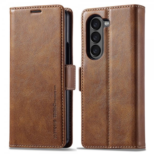 Lc.Imeeke Samsung Galaxy Z Fold 5 Cover med Kortrum Flip Brun