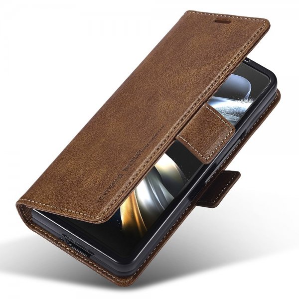 Lc.Imeeke Samsung Galaxy Z Fold 5 Cover med Kortrum Flip Brun