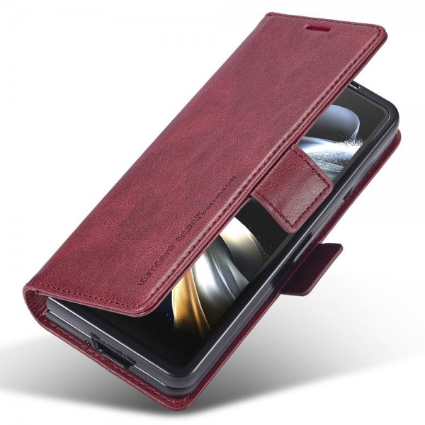 Lc.Imeeke Samsung Galaxy Z Fold 5 Cover med Kortrum Flip Rød