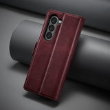 Lc.Imeeke Samsung Galaxy Z Fold 5 Cover med Kortrum Flip Rød