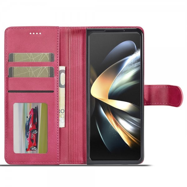 Lc.Imeeke Samsung Galaxy Z Fold 5 Cover med Kortrum Magenta