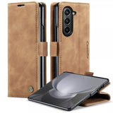 CaseMe Samsung Galaxy Z Fold 5 Cover Retro Flip Brun