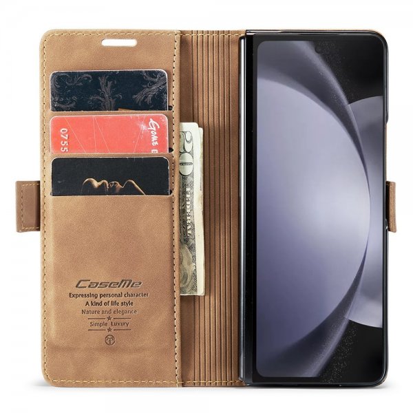 CaseMe Samsung Galaxy Z Fold 5 Cover Retro Flip Brun
