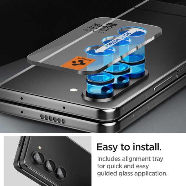 Spigen Samsung Galaxy Z Fold 5 Kamerabeskyttelse GLAS.tR EZ Fit Optik Pro 2-pak Sort