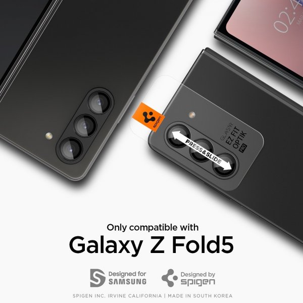 Spigen Samsung Galaxy Z Fold 5 Kamerabeskyttelse GLAS.tR EZ Fit Optik Pro 2-pak Sort