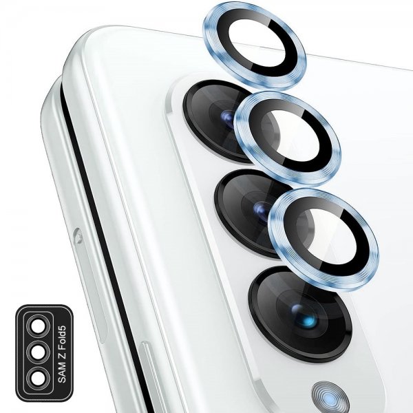 Enkay Samsung Galaxy Z Fold 5 Kameralinsebeskytter i Hærdet Glas Aluminium Blå