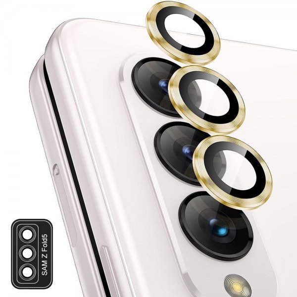 Enkay Samsung Galaxy Z Fold 5 Kamerabeskyttelse i Hærdet Glas Aluminium Guld