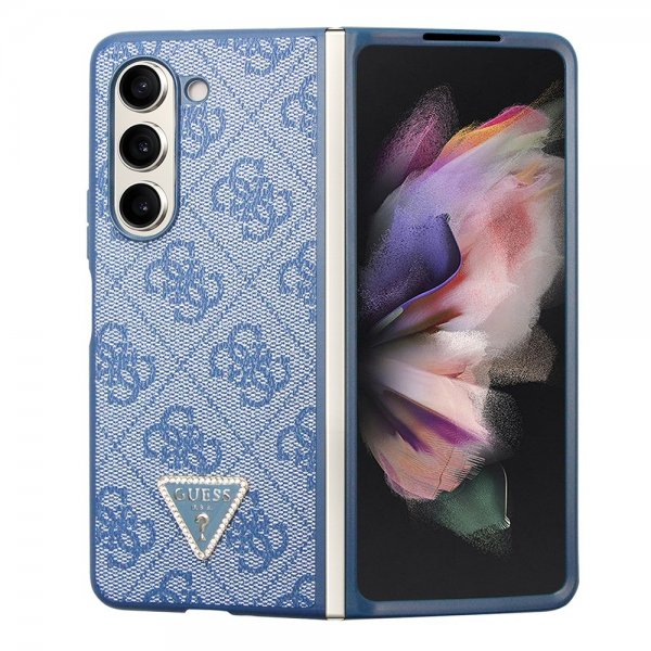 Guess Samsung Galaxy Z Fold 5 Cover 4G Metal Triangle Rhinsten Blå