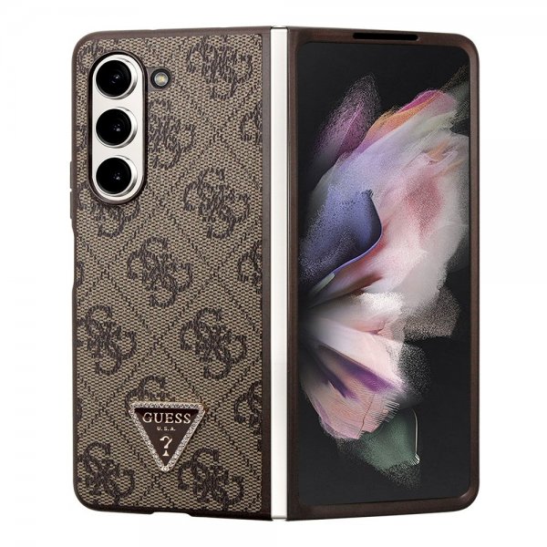 Guess Samsung Galaxy Z Fold 5 Cover 4G Metal Triangle Rhinsten Brun