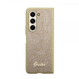Guess Samsung Galaxy Z Fold 5 Cover Glitter Flakes Metal Logo Guld