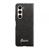 Gues Samsung Galaxy Z Fold 5 Cover Glitter Flakes Metal Logo Sort