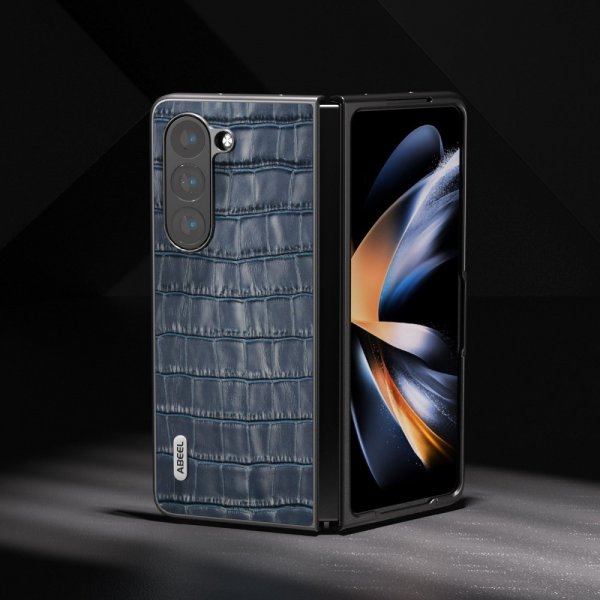 ABEEL Samsung Galaxy Z Fold 5 Cover Krokodillæder Blå