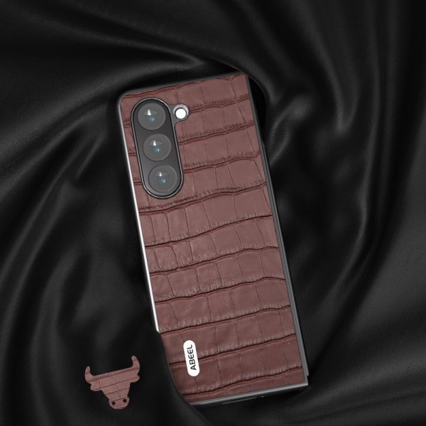 ABEEL Samsung Galaxy Z Fold 5 Cover Krokodilletekstur Brun