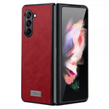 Sulada Samsung Galaxy Z Fold 5 Cover Lædertekstur Rød