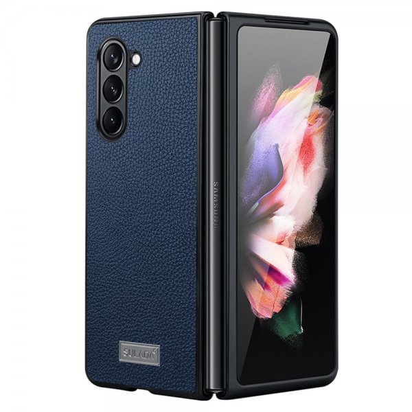 Samsung Galaxy Z Fold 5 Cover Litchi Blå