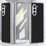 GKK Samsung Galaxy Z Fold 5 Cover Forgyldt Kant Kulfiber Sort