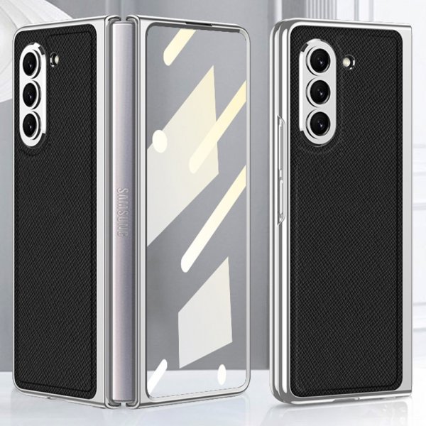 GKK Samsung Galaxy Z Fold 5 Cover Forgyldt Kant Knus Tekstur Sort