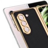 GKK Samsung Galaxy Z Fold 5 Cover Forgyldt Kant Knus Tekstur Sort