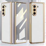 GKK Samsung Galaxy Z Fold 5 Cover Forgyldt Kant Hvid