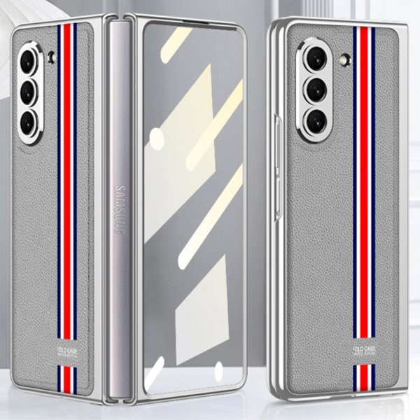GKK Samsung Galaxy Z Fold 5 Cover Stribet Grå