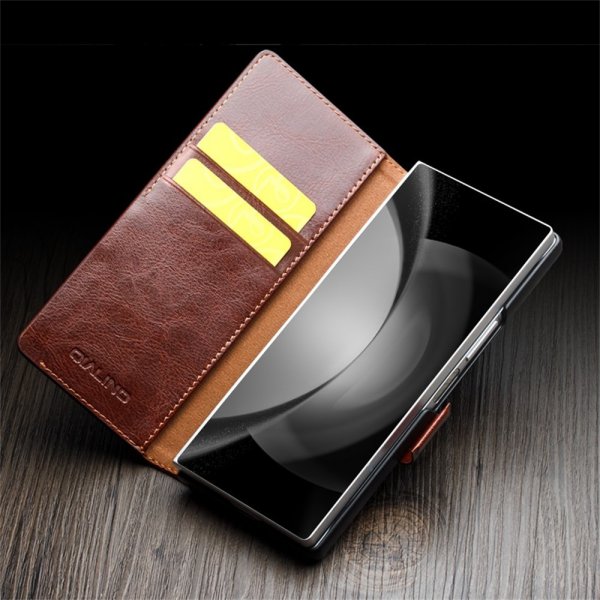Qialino Samsung Galaxy Z Fold 6 Etui Ægte Læder Brun