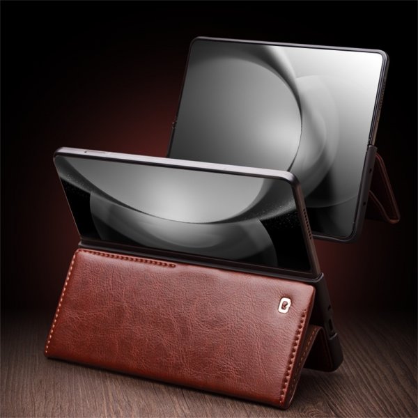 Qialino Samsung Galaxy Z Fold 6 Etui Ægte Læder Sort