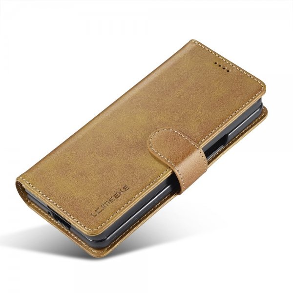 Lc.Imeeke Samsung Galaxy Z Fold 6 Etui med kortlomme og stativfunktion, lysebrun