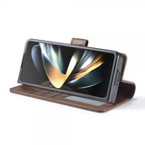 Lc.Imeeke Samsung Galaxy Z Fold 6 Etui med Kortlomme Kickstand-funktion Mørkebrun