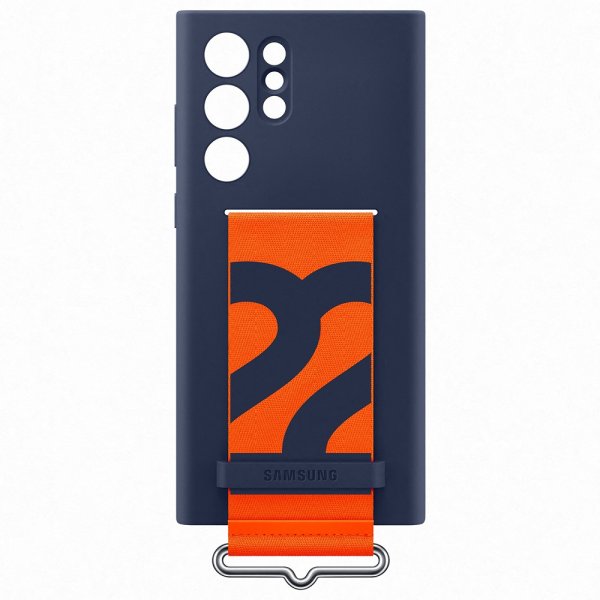 Samsung Original Galaxy S22 Ultra Cover Silikone Cover med Rem Navy