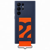 Samsung Original Galaxy S22 Ultra Cover Silikone Cover med Rem Navy