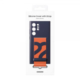 Samsung Original Galaxy S22 Ultra Cover Silikone Cover med Rem Navy