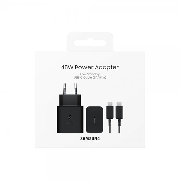 Samsung Original Oplader med Kabel 45W Strømadapter Sort