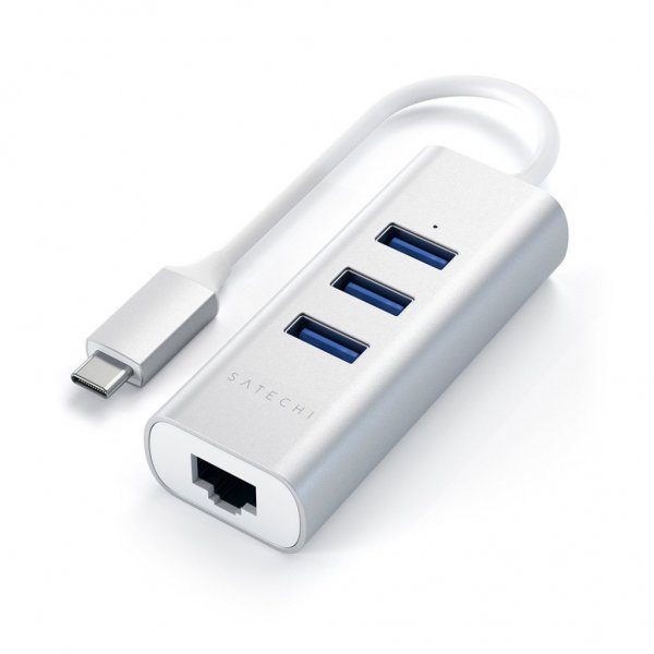 Satechi Type-C 2-i-1 USB Hub Ethernet Sølv